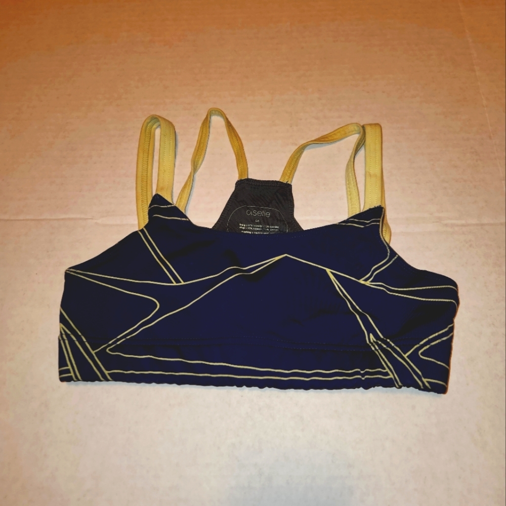 Oiselle Verrazano Blue And Lime Green Sports Bra Size 6 (Medium)
